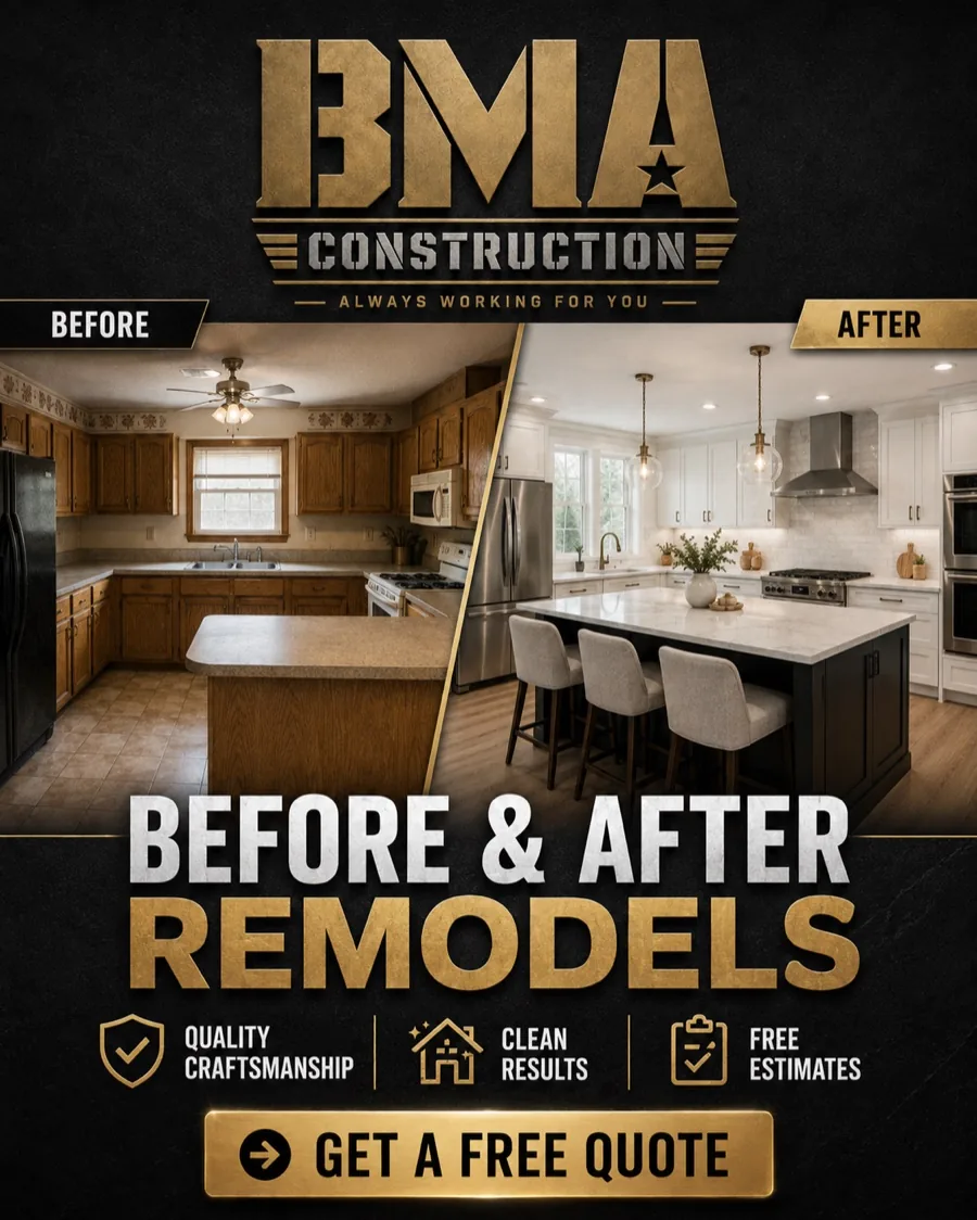 Facebook and Instagram ad creative showing a kitchen before and after a remodel