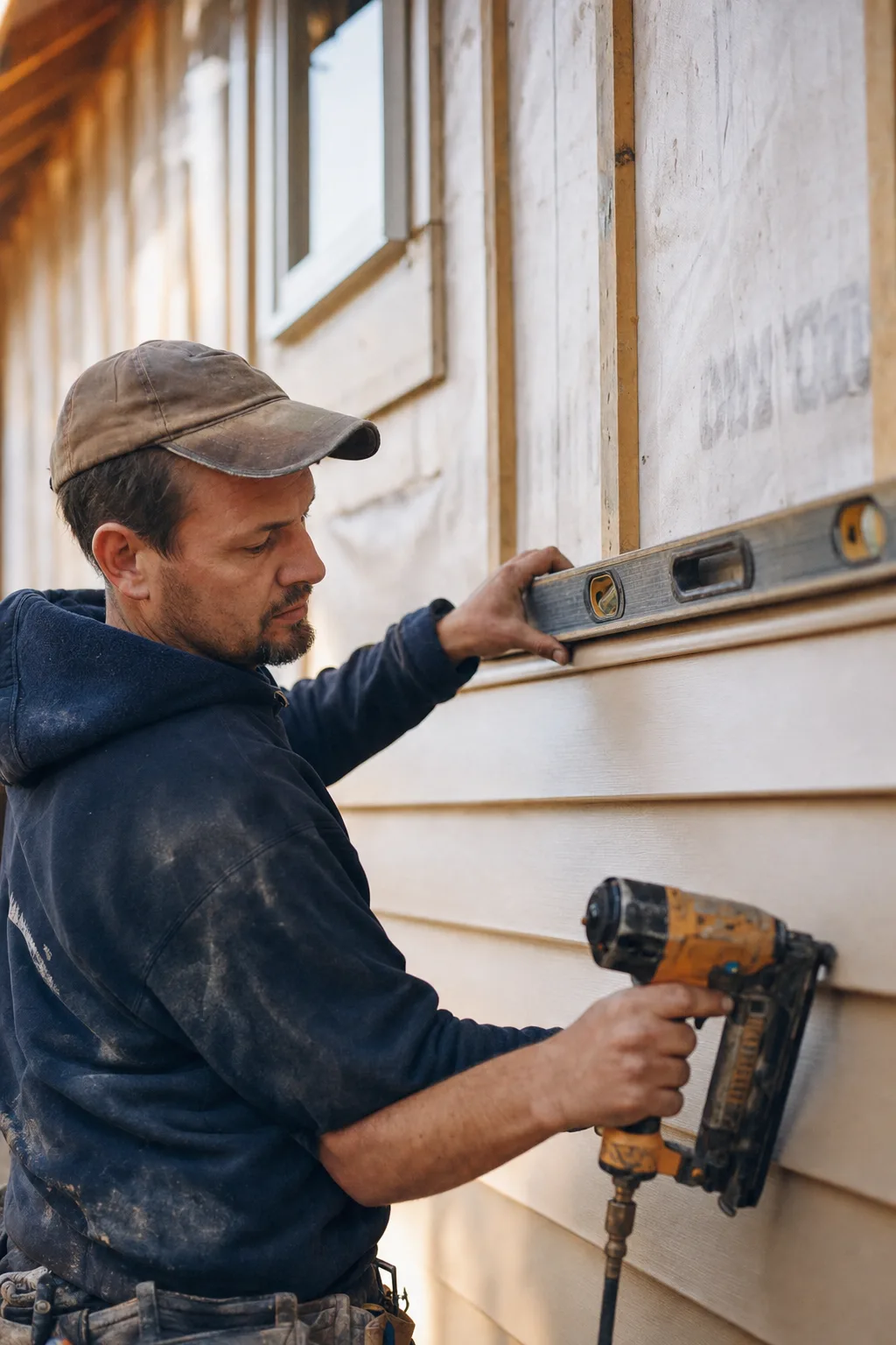 A siding professional at work