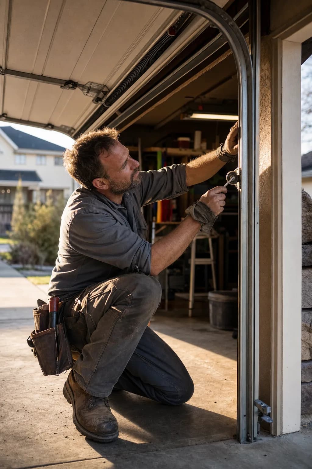 A garage doors professional on the job.